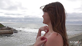 Teen good girl flashes her tits ass & pussy at the beach