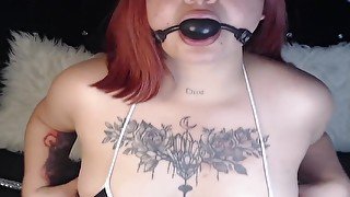 Kimmy Ball Gagged And Plays With Tits