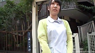 Natural boobs Japanese girl spreads her legs to be pleasured