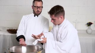 Twink agrees to fuck with the old priest for redemption