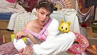 Cute Trans Nonbinary Kitty In Onesie