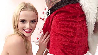 blonde Paris White fucks Santa's big cock