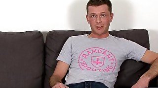 Big dicked UK bloke interviewed before jerking off