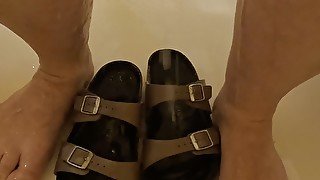 BBW PISS into Birkenstock