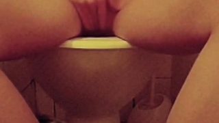 Classmate orgasm and moaning on toilette at houseparty