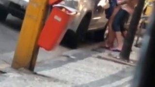 Shameless couple fucking in the street in broad daylight