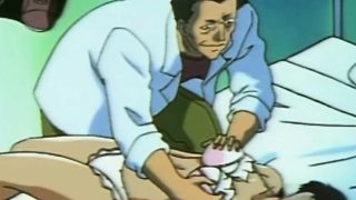 Naughty anime doctor squeezed her patient tits