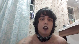 Sexy gothic boy on bathroom masturbation big cock