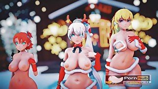 mmd r18 ITZY WANNABE Ruby Weiss Blake Yang Nora Bikini Santa Outfit 3d hentai