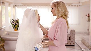 Wild lesbian sex between Julia Ann and Carolina Sweets before the wedding