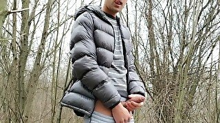 11 minutes of big cock fat balls public jerk - own cum tasting at the end