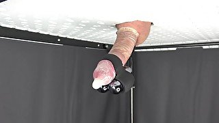 GLORYHOLE MILKING TABLE CUMSHOT WITH XL CONDOM AND VIBRATOR - HOLY MOLY