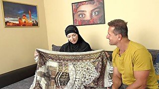 Cute gf in a black hijab Chanel Kiss gets screwed for cash