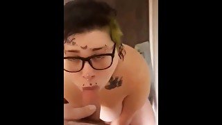 POV Bbw goth gives blowjob