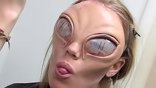 Alien makeup for a porn parody video