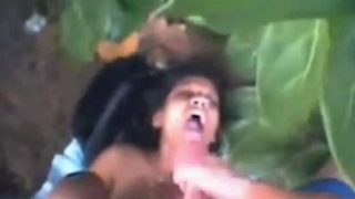 Black Latin Girl vs Big White Dick in Jungle