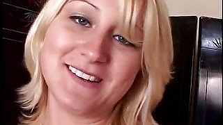 Blonde slut rimming her partner and getting ass fucked