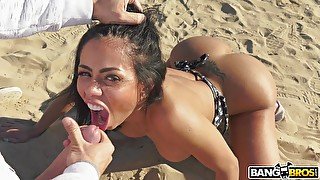 Handsome girlfriend Canela Skin gets fucked hard by the sea