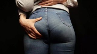 sexy girl with a big ass in tight jeans