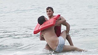 Lifeguard saves his life and he repays fucking him