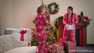 Hot pajama wearing teens receive boning for Christmas