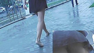 Delightful upskirt angel in subway