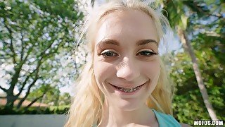 Don't Break Me - Blond Hair Babe Braceface Begs For Big One-Eyed Snake 2 - Kyle Mason