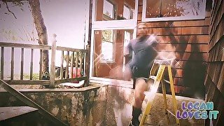 Getting Fucked on a Ladder