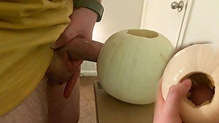 PUMPKUSSY-Horny Guy Fucks a Ghost Pumpkin for Halloween!