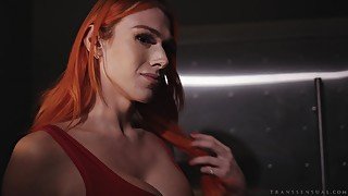 Redhead shemale Aspen Brooks enjoys having sex with her kinky lover