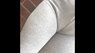 Public Pee Desperation In Tight Grey Pants Stuck Down Alleyway