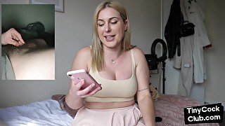 SPH solo busty babe talking dirty about small poor dickies