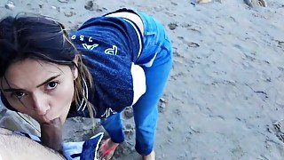 Oral Intercourse and Swallowing on the Beach