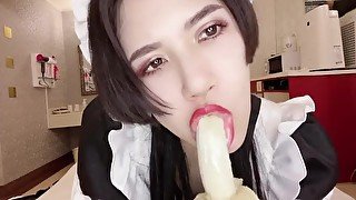 Sexy licks of banana and whipped cream