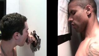 Teen gay eating huge black cock on gloryhole