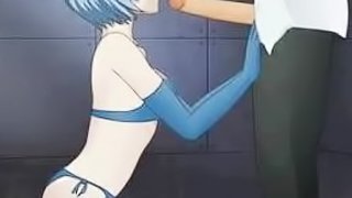 Anime cutie sucks and deepthroats a very long prick