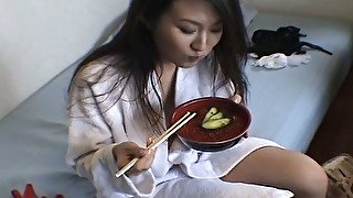 Kao Sugimori is having lunch and taking shower on camera