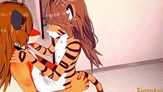 Furry Hentai - Tiger is fucked by a Fox