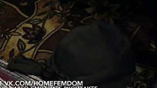 Femdome boud home slave lick kiss feet facesitting BDSM