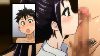 Horny hentai teeny blowing and fucking giant cock