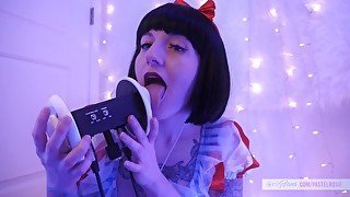 SFW ASMR - Snow White Ear Licking - PASTEL ROSIE Sexy Cosplay Girl - Hot Youtuber Ear Eating Fetish