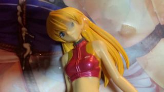 テニスウェアユニフォームのエヴァアスカフィギュアにぶっかけオナニー【キモオタクの喘ぎ声あり】