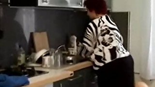 Fat BBW granny fucked in the kitchen