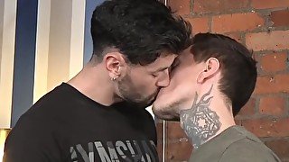 Tattooed jock anal bred after blowjob