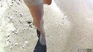 Nude stocking on the beach