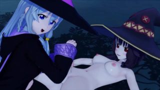 FUTA KONOSUBA MEGUMIN X WANDERING WITCH ELAINA 3D HENTAI