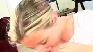 Aroused blonde maid with massive natural tits gets banged