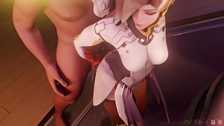 Sneaky Tracer Fucks Beauty Mercy From Overwatch