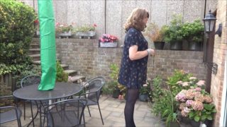 Crossdresser sexy alison playinging in the garden