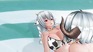 3D HENTAI YURI Cow Girl Fucks Her Girlfriend